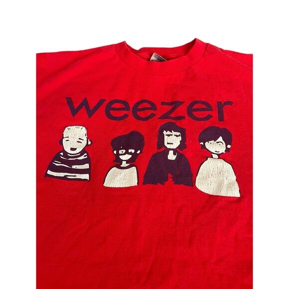 VINTAGE Weezer Rock Band Red Shirt Size LARGE - Picture 3 of 12
